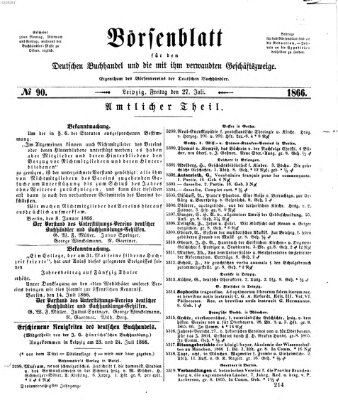 Börsenblatt für den deutschen Buchhandel Freitag 27. Juli 1866