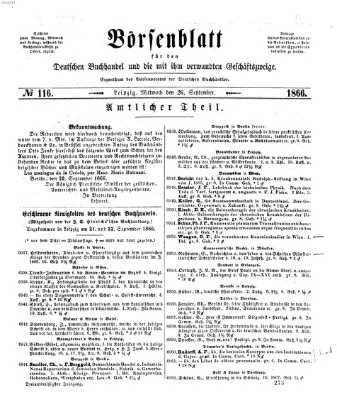 Börsenblatt für den deutschen Buchhandel Mittwoch 26. September 1866