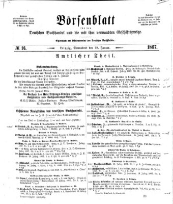 Börsenblatt für den deutschen Buchhandel Samstag 19. Januar 1867