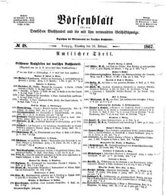Börsenblatt für den deutschen Buchhandel Dienstag 26. Februar 1867