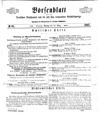 Börsenblatt für den deutschen Buchhandel Montag 18. März 1867