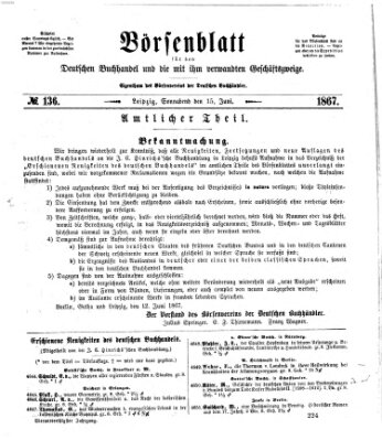 Börsenblatt für den deutschen Buchhandel Samstag 15. Juni 1867