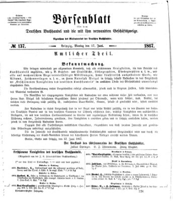 Börsenblatt für den deutschen Buchhandel Montag 17. Juni 1867