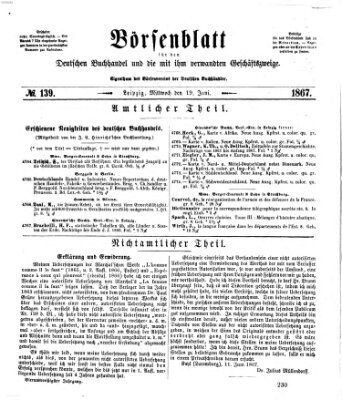 Börsenblatt für den deutschen Buchhandel Mittwoch 19. Juni 1867