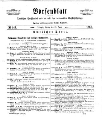 Börsenblatt für den deutschen Buchhandel Freitag 21. Juni 1867