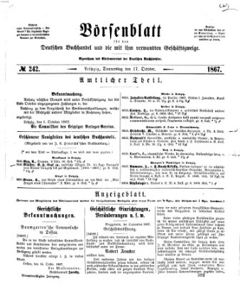 Börsenblatt für den deutschen Buchhandel Donnerstag 17. Oktober 1867