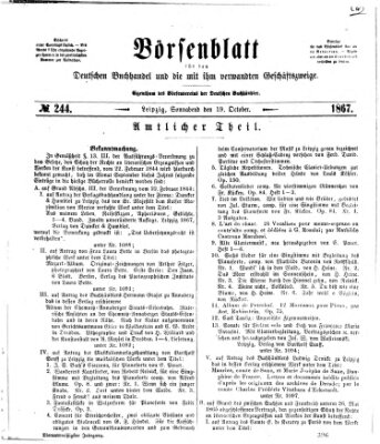 Börsenblatt für den deutschen Buchhandel Samstag 19. Oktober 1867