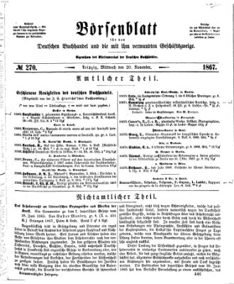 Börsenblatt für den deutschen Buchhandel Mittwoch 20. November 1867