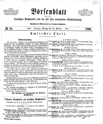 Börsenblatt für den deutschen Buchhandel Montag 24. Februar 1868