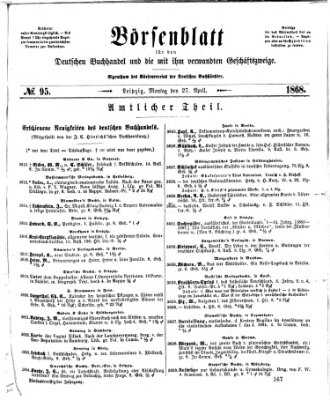 Börsenblatt für den deutschen Buchhandel Montag 27. April 1868