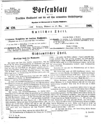 Börsenblatt für den deutschen Buchhandel Mittwoch 27. Mai 1868