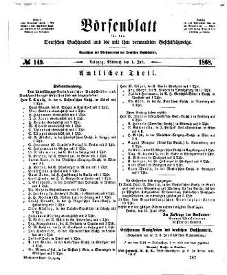 Börsenblatt für den deutschen Buchhandel Mittwoch 1. Juli 1868