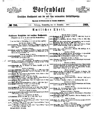 Börsenblatt für den deutschen Buchhandel Donnerstag 10. Dezember 1868
