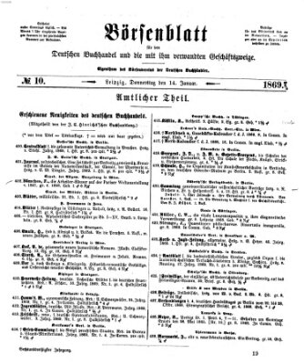 Börsenblatt für den deutschen Buchhandel Donnerstag 14. Januar 1869