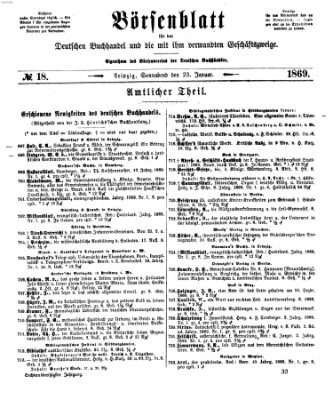 Börsenblatt für den deutschen Buchhandel Samstag 23. Januar 1869