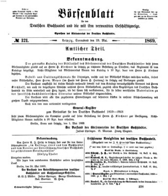 Börsenblatt für den deutschen Buchhandel Samstag 29. Mai 1869