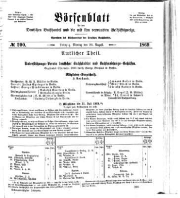 Börsenblatt für den deutschen Buchhandel Montag 30. August 1869