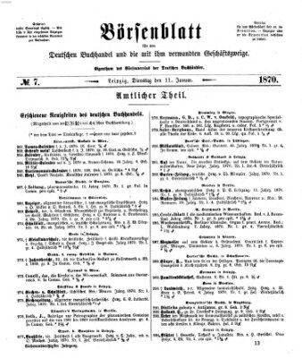 Börsenblatt für den deutschen Buchhandel Dienstag 11. Januar 1870