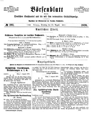 Börsenblatt für den deutschen Buchhandel Dienstag 23. August 1870