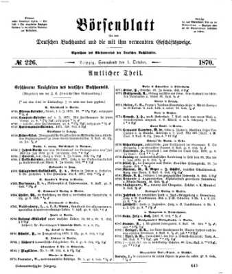 Börsenblatt für den deutschen Buchhandel Samstag 1. Oktober 1870