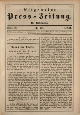 Allgemeine Preß-Zeitung Dienstag 9. März 1841