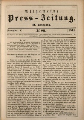 Allgemeine Preß-Zeitung Freitag 5. November 1841