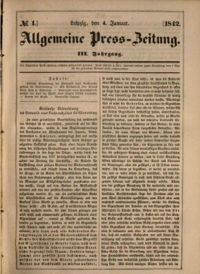 Allgemeine Preß-Zeitung Dienstag 4. Januar 1842