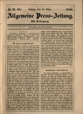 Allgemeine Preß-Zeitung Freitag 11. März 1842