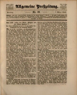 Allgemeine Preß-Zeitung Freitag 7. März 1845