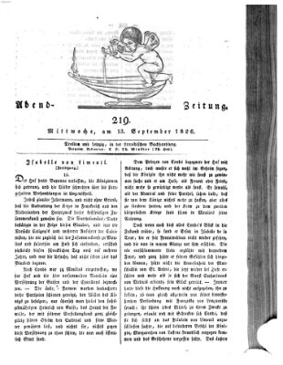 Abend-Zeitung Mittwoch 13. September 1826