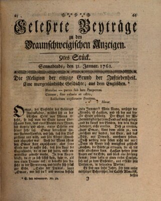 Braunschweigische Anzeigen Samstag 31. Januar 1761