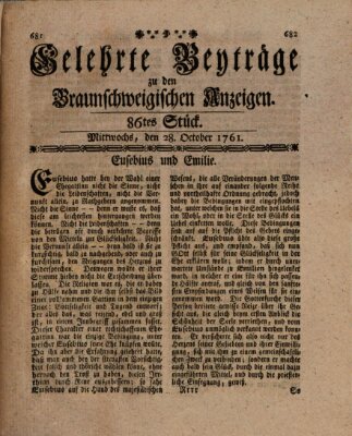 Braunschweigische Anzeigen Mittwoch 28. Oktober 1761