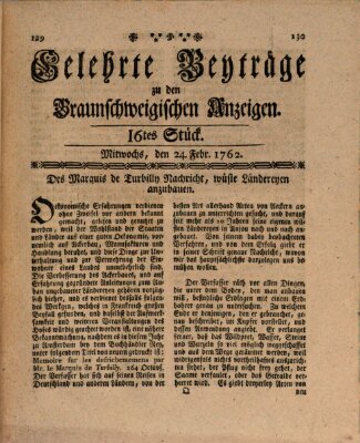 Braunschweigische Anzeigen Mittwoch 24. Februar 1762