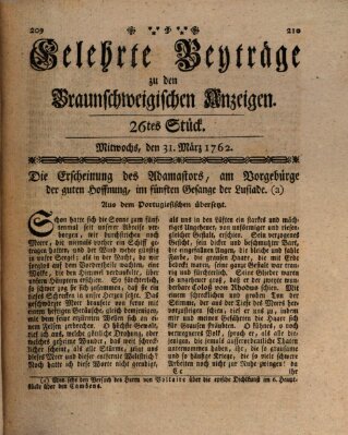 Braunschweigische Anzeigen Mittwoch 31. März 1762