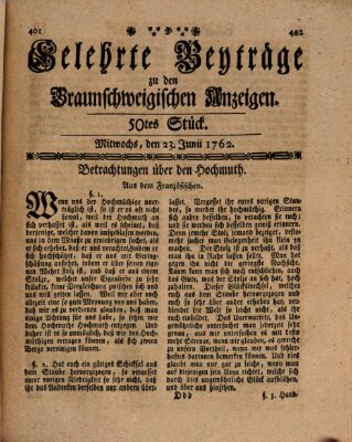 Braunschweigische Anzeigen Mittwoch 23. Juni 1762