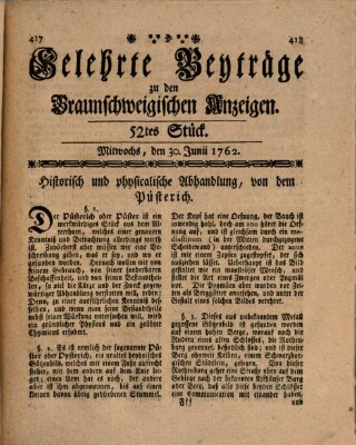 Braunschweigische Anzeigen Mittwoch 30. Juni 1762
