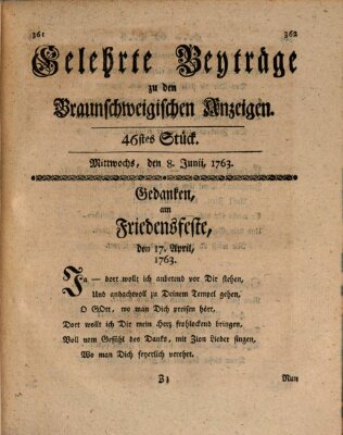 Braunschweigische Anzeigen Mittwoch 8. Juni 1763