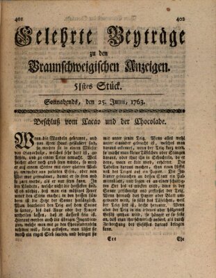 Braunschweigische Anzeigen Samstag 25. Juni 1763