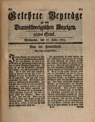 Braunschweigische Anzeigen Mittwoch 27. Juli 1763