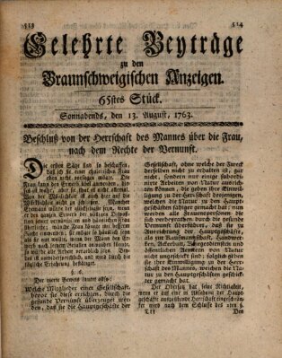 Braunschweigische Anzeigen Samstag 13. August 1763