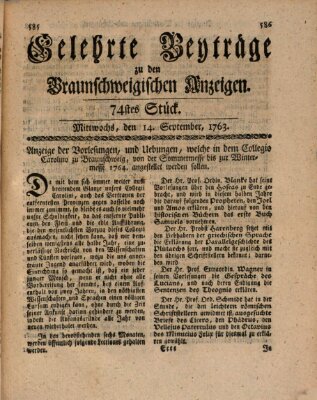 Braunschweigische Anzeigen Mittwoch 14. September 1763
