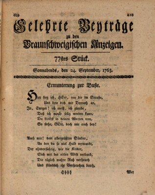 Braunschweigische Anzeigen Samstag 24. September 1763