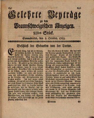 Braunschweigische Anzeigen Samstag 8. Oktober 1763