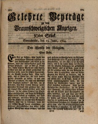 Braunschweigische Anzeigen Samstag 23. Juni 1764