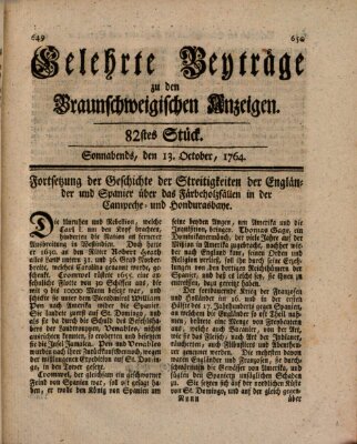 Braunschweigische Anzeigen Samstag 13. Oktober 1764