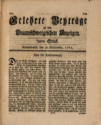 Braunschweigische Anzeigen Samstag 28. September 1765