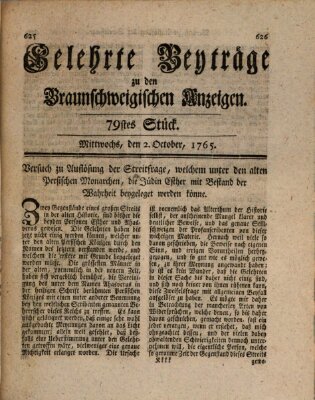 Braunschweigische Anzeigen Mittwoch 2. Oktober 1765