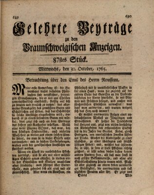 Braunschweigische Anzeigen Mittwoch 30. Oktober 1765