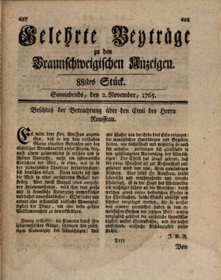 Braunschweigische Anzeigen Samstag 2. November 1765