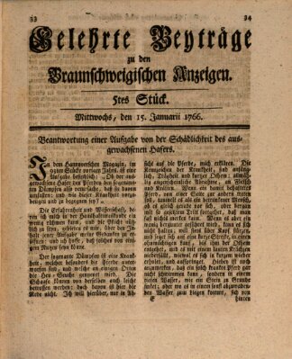 Braunschweigische Anzeigen Mittwoch 15. Januar 1766